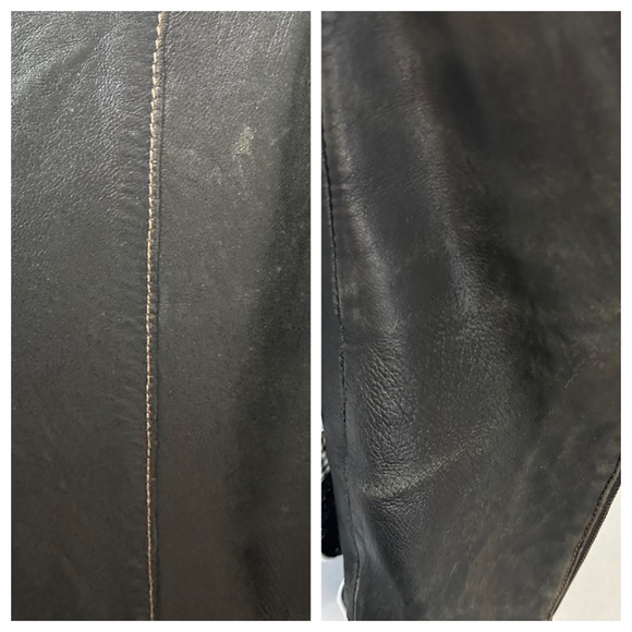 Charles Klein Moto Bomber Leather Jacket Coat Womens Sz Large Black Zip Up - Picture 5 of 8